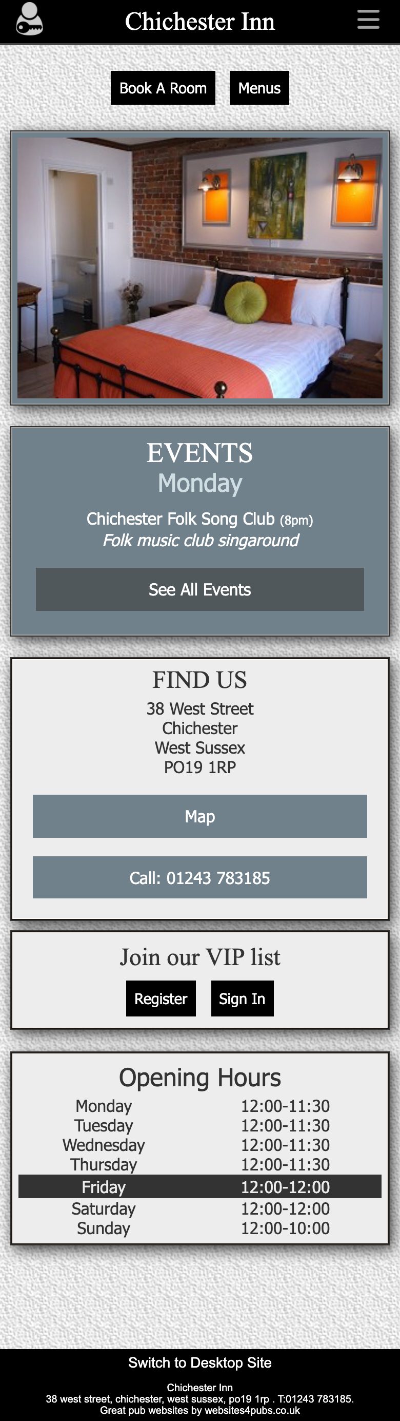The original The Chichester Inn website, captured September 2026